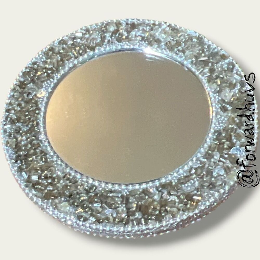 Beaded Sequins Mirror – Teardrop Gem Center with Radial Sunburst Design